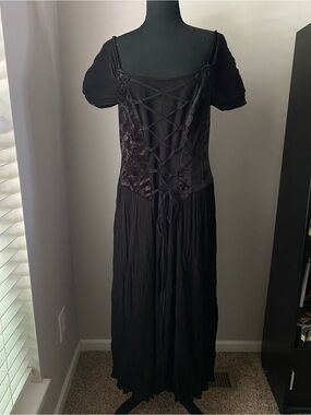 Vintage Large 90s ETERNAL NYC black maxi renaissance corset dress made in USA